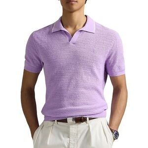 Polo Ralph Lauren Knit Polo Shirt XL Powder Purple Textured Bouclé